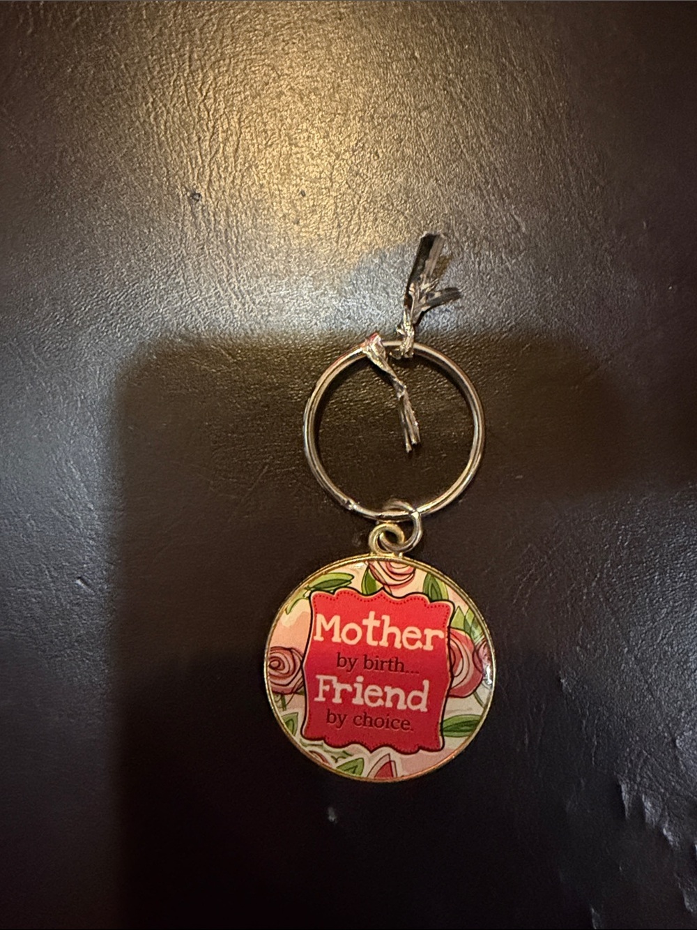 Mother by Birth, Friend by Choice Floral Red Keychain